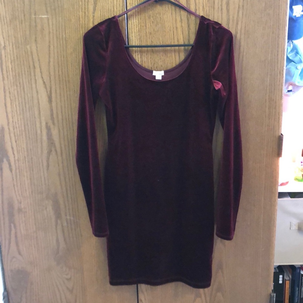 Red Velvet Long Sleeve Mini Dress